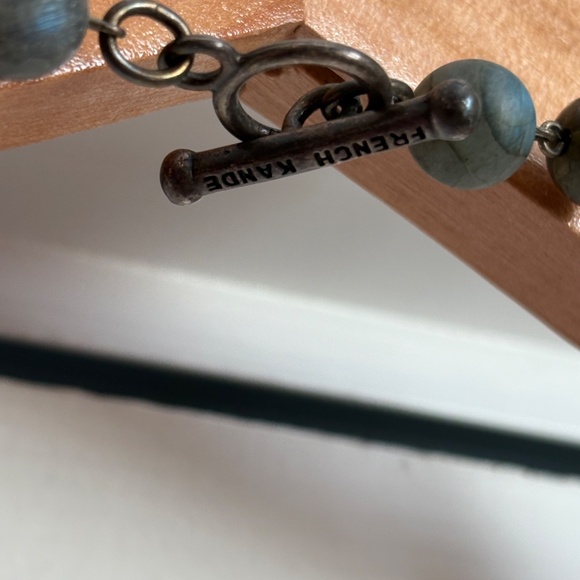 French Kande Beaded Necklace w/ Bee Coin-like Pendant - Picture 3 of 9